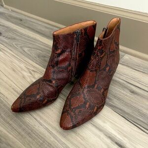 Madewell Snakeskin Booties - size 10